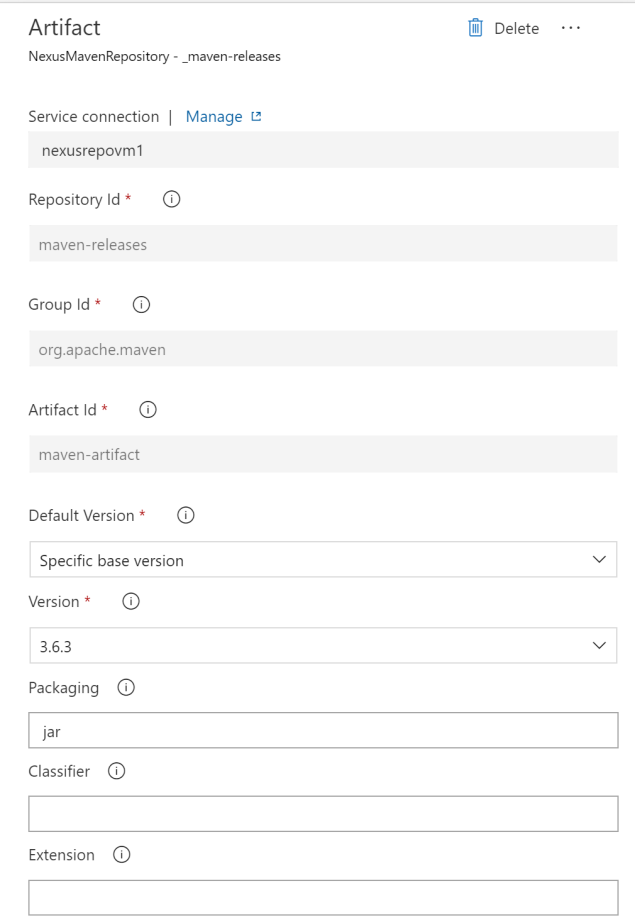 Linking Nexus Maven Repository artifact